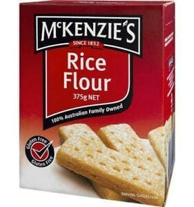 McKenzie's Rice Flour box, 375g, gluten-free, 100% Australian family-owned.
