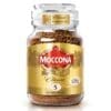 Moccona Classic instant coffee jar with gold label, medium roast intensity level 5.