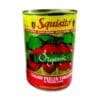 Organic Italian peeled tomatoes, 400g can, featuring bright red design, easy open lid.
