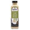 Bottle of Ozganics organic creamy avocado dressing, 350ml, with black cap and avocado images.
