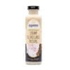 Ozganics organic creamy egg-free garlic dressing in a clear bottle with black cap and garlic label.