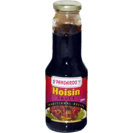 Pandaroo Hoisin Sauce bottle, 250 ml, with red/yellow label and "Traditional Recipe".