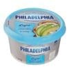Philadelphia Light Cream Cheese 250g container, blue lid, avocado and bread image on label.