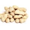 Pile of unshelled peanuts with textured beige shells on a white background.