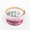 Plastic container of Raybek Foods Beetroot & Feta Pesto dip, 180g, gluten-free, Australian-made.