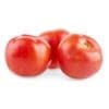 Three ripe red tomatoes with glossy skin on a plain white background.