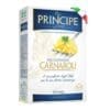 Package of "Riso Principe" Carnaroli rice, white with images of garnished rice, Italian product.