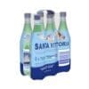 Six-pack of 750ml Santa Vittoria sparkling water in blue-green packaging with cherub images.