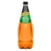 Schweppes Dry Ginger Ale bottle with green label, orange tint, and black cap.