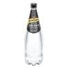 Schweppes soda water bottle with black and yellow label, filled with carbonated water.