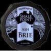 Cheese label for Shale Point Ash Brie, handcrafted with 200g net weight and map design.