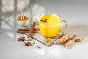 Yellow,Turmeric,Latte,Drink.,Golden,Milk,With,Cinnamon,,Turmeric,,Ginger