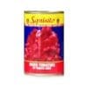 Squisito diced tomatoes in juice can, blue/red label, 400g, easy-open feature.