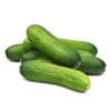 Small pile of vibrant green cucumbers on a white background.