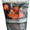 Beef jerky package labeled "Cracked Pepper" by Viking Jerky, features cartoon Viking.